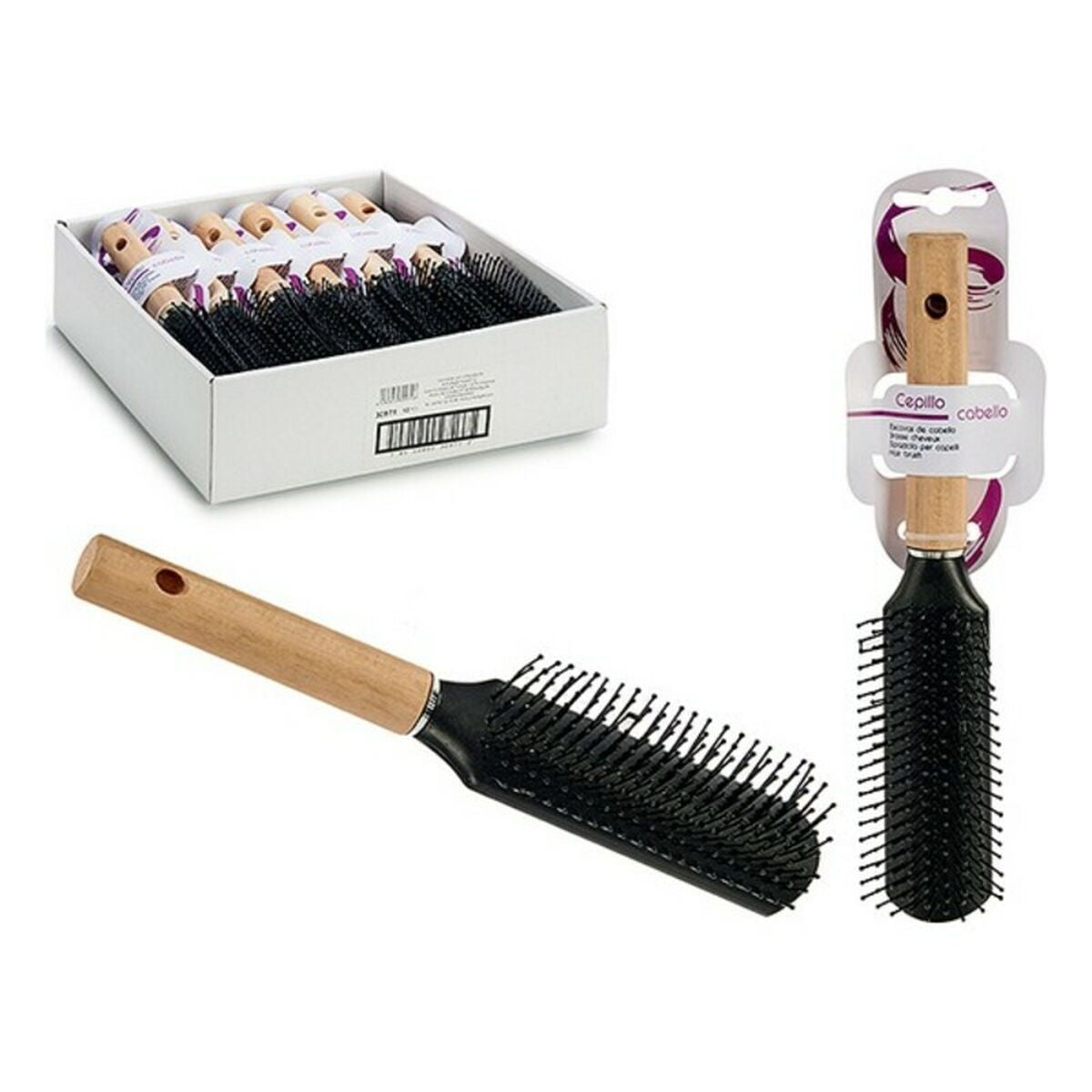 Brush Berilo Brown Black Wood Plastic -  Beauty, Hair care -  Berilo.