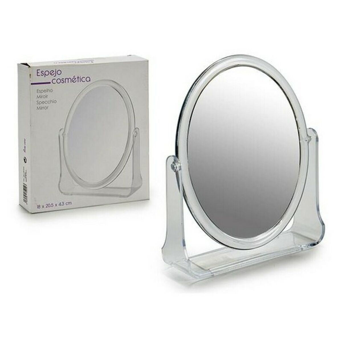 Mirror with Mounting Bracket Berilo 40019 Transparent Glass Methacrylate 18,2 x 20,5 x 4,3 cm 18 x 20,5 x 4,3 cm -  Beauty, Utensils and accessories -  Berilo.