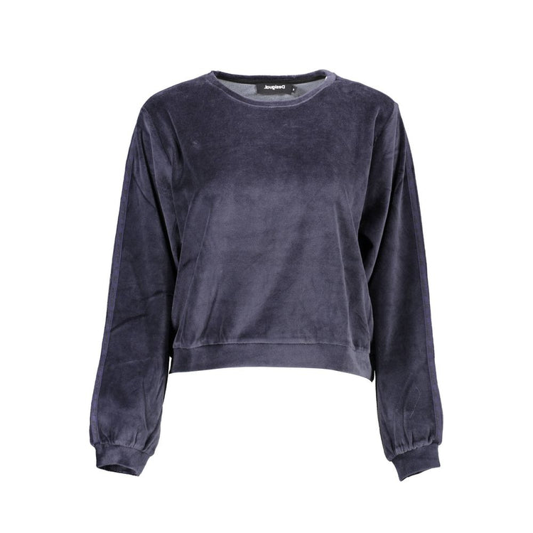 Desigual - Relaxed Velvet Cropped Sweater - Blue Desigual