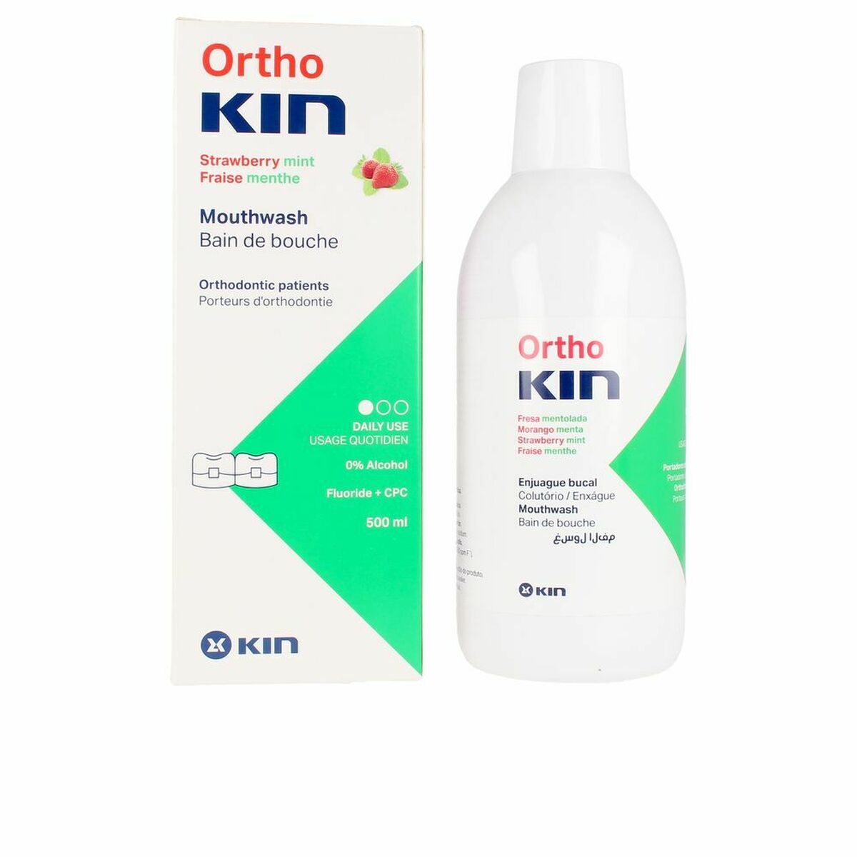 Mouthwash Kin Orthokin 500 ml Strawberry Mint -  Health and personal care, Oral care -  Kin.