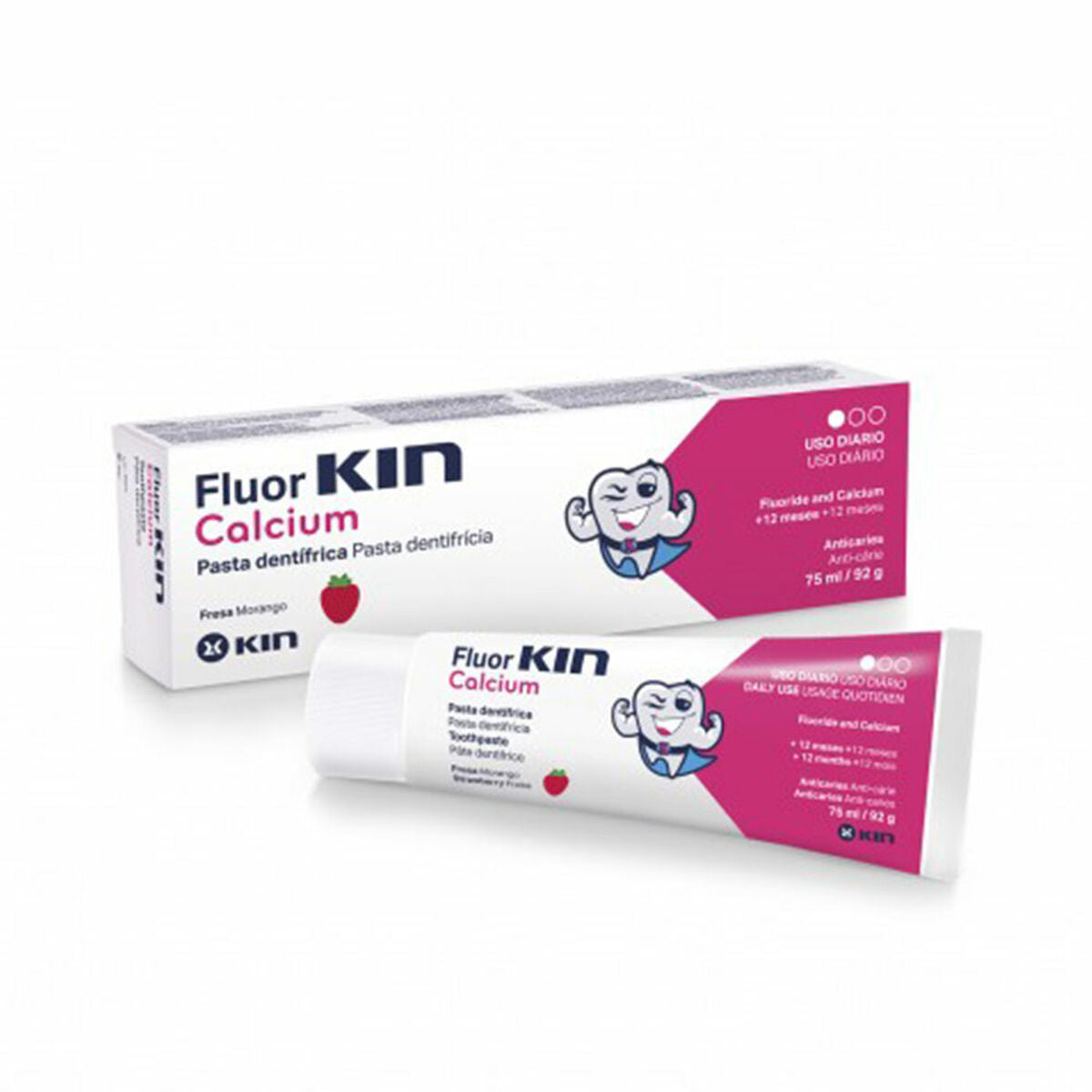 Toothpaste Kin Fluorkin Calcium 75 ml Strawberry -  Health and personal care, Oral care -  Kin.