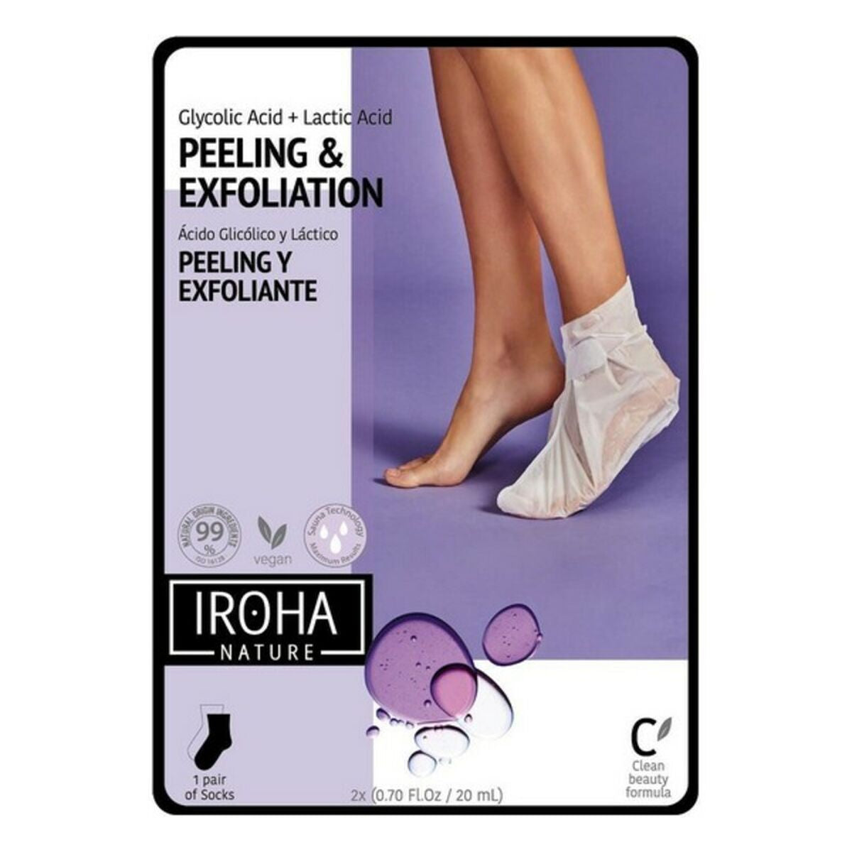 Moisturising Socks Peeling and Exfoliation Lavender Iroha IN/FOOT-3 (1 Unit) -  Beauty, Skin care -  Iroha.