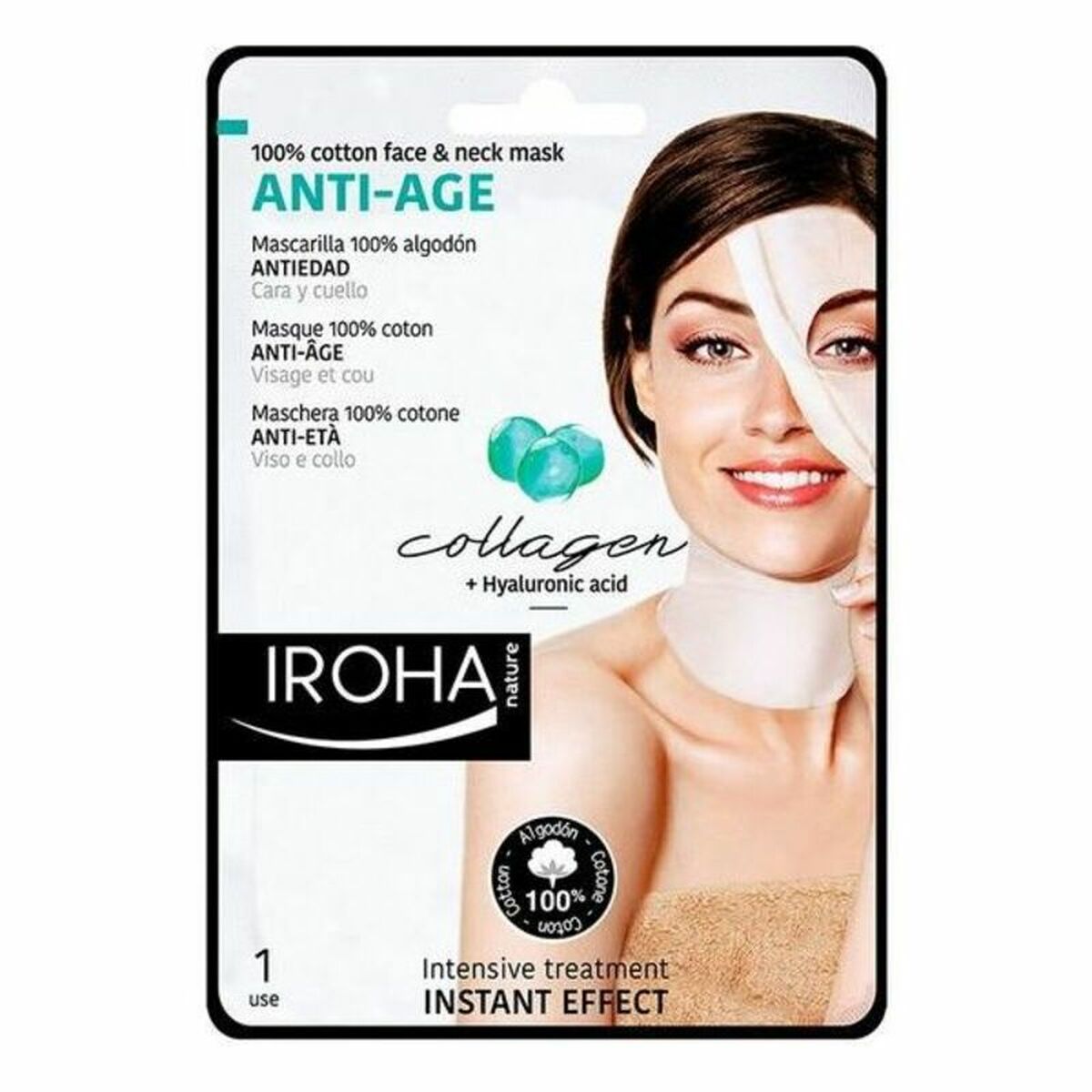 Anti-Ageing Revitalising Mask Cotton Face & Neck Iroha Cotton Face Neck Mask (1 Unit) -  Beauty, Skin care -  Iroha.