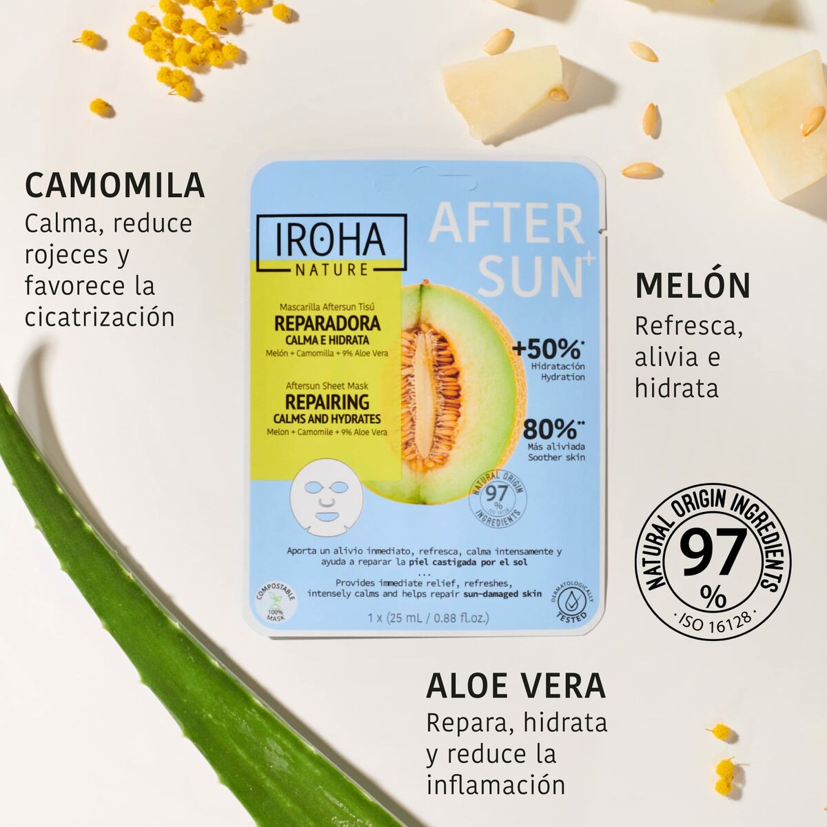 Facial Mask Iroha  Repairing calms and hydrates Melon (1 Unit) -  Beauty, Skin care -  Iroha.