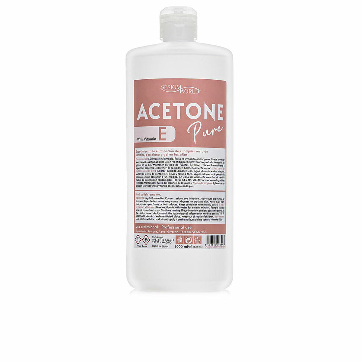 Nail polish remover SesioMWorld ACETONE PURE 1 L -  Beauty, Manicure and pedicure -  SesioMWorld.