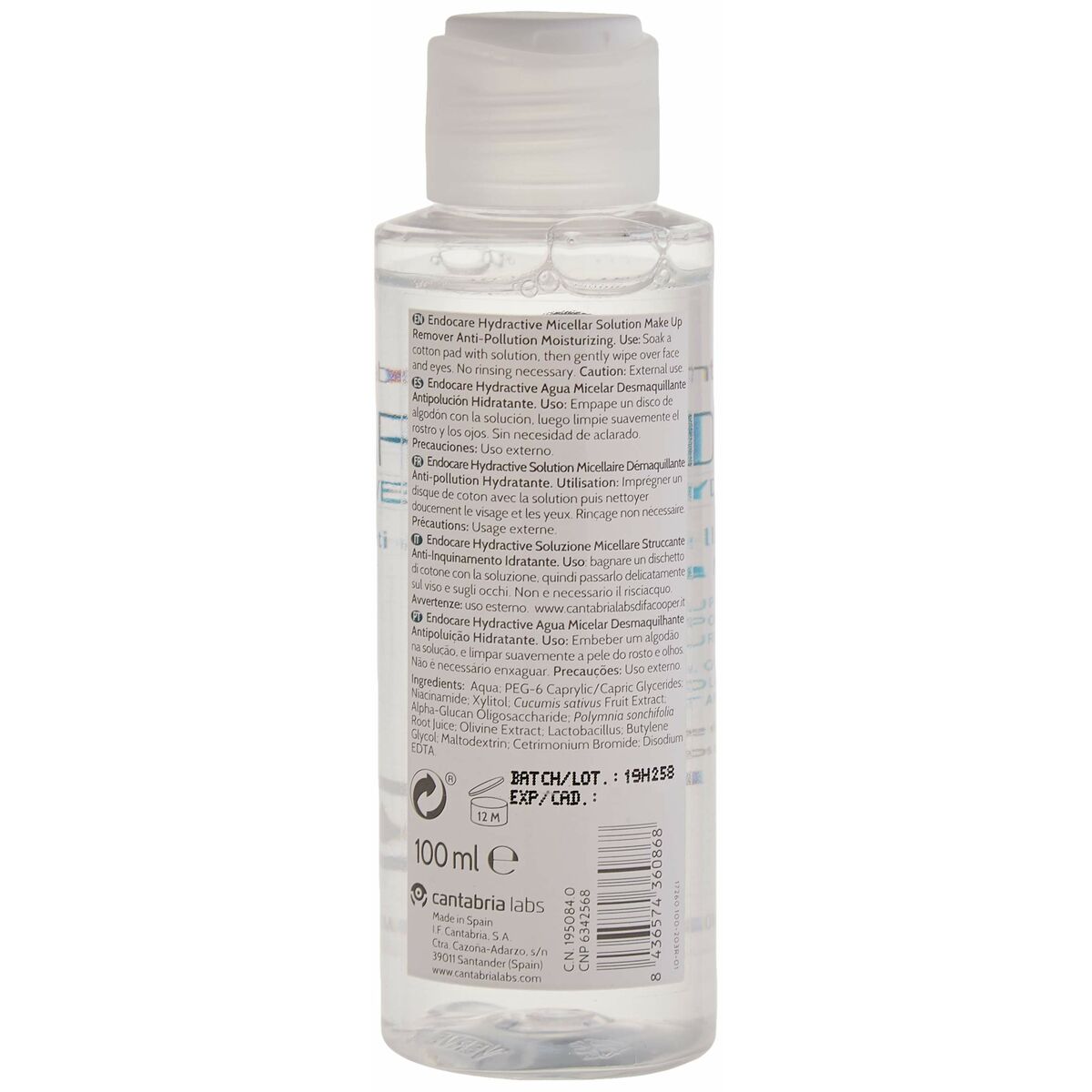 Make Up Remover Micellar Water Endocare Hydractive 100 ml -  Beauty, Skin care -  Endocare.
