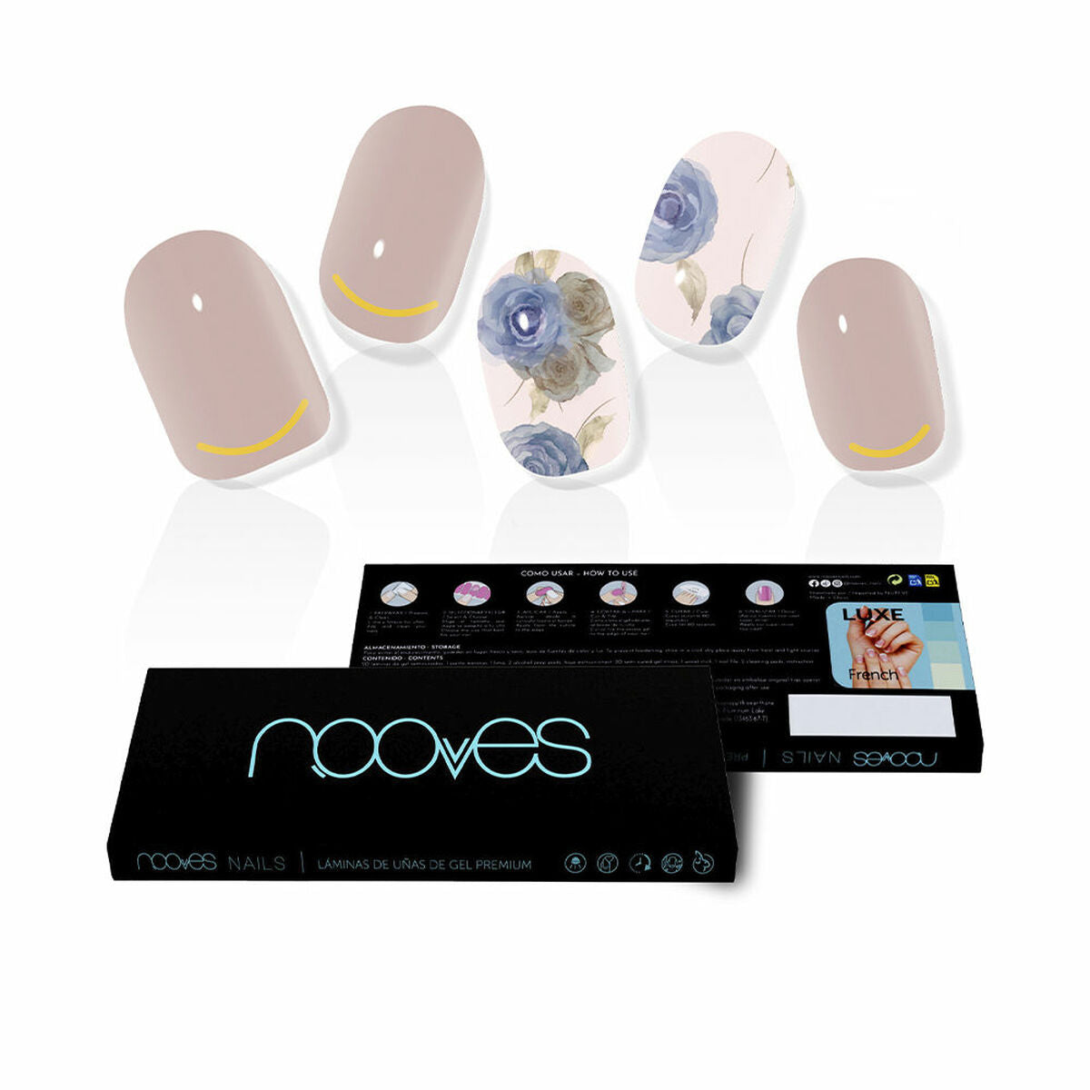 False nails Nooves Elegant Floral Gel Self-adhesives metal -  Beauty, Manicure and pedicure -  Nooves.