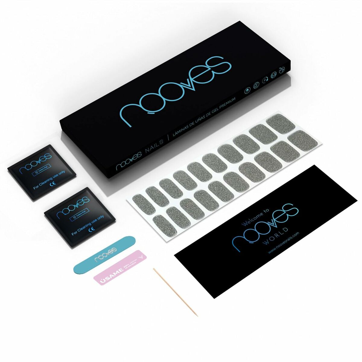 Gel Nail Foils Nooves Glitter grey (20 Units) -  Beauty, Manicure and pedicure -  Nooves.
