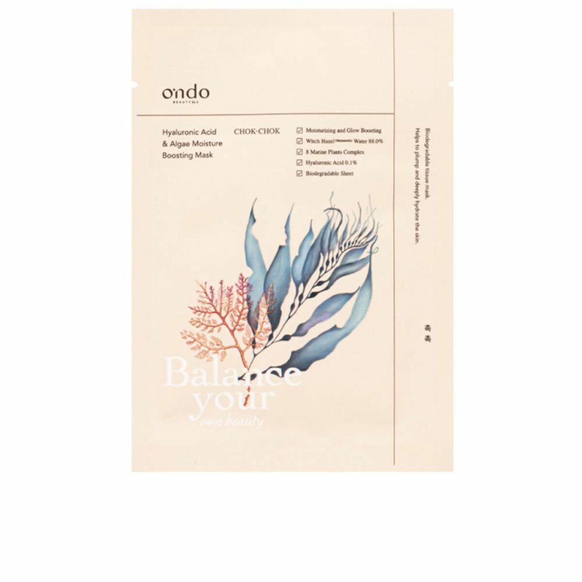 Hydrating Mask Ondo Beauty 36.5 CHOK-CHOK Hyaluronic Acid Marine algae -  Beauty, Skin care -  Ondo Beauty 36.5.