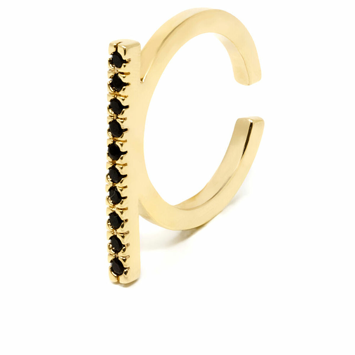 Ladies' Ring Shabama Manhattan Brass gold-plated Black Adjustable -  Jewellery, Women -  Shabama.