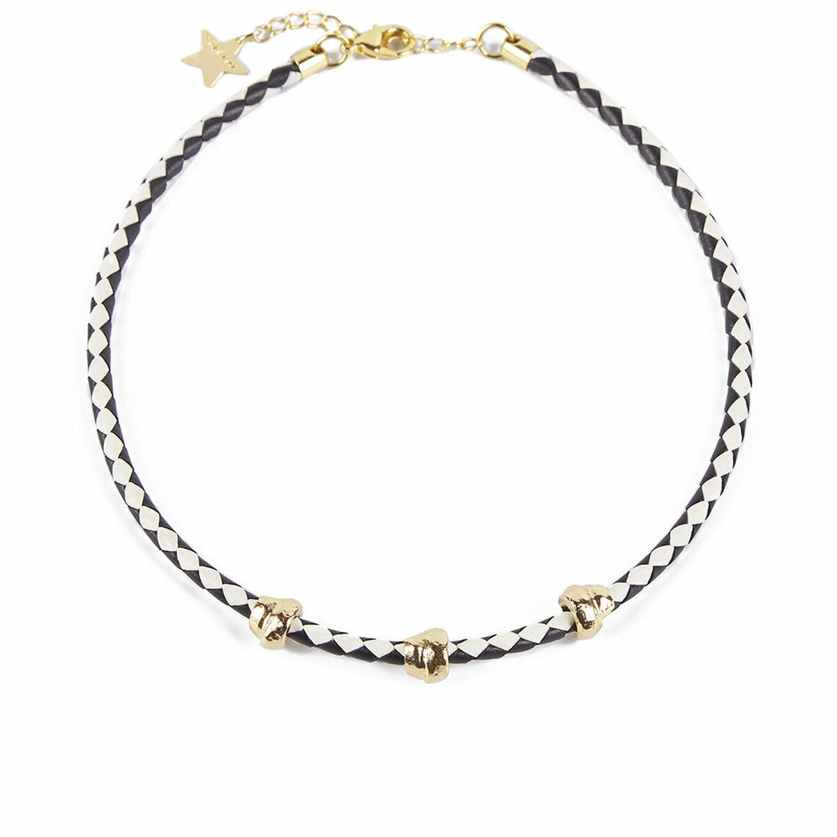 Ladies' Necklace Shabama Namibia Brass gold-plated Leather 38 cm Set 3 Pieces -  Jewellery, Women -  Shabama.