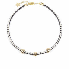Ladies' Necklace Shabama Namibia Brass gold-plated Leather 38 cm Set 3 Pieces -  Jewellery, Women -  Shabama.
