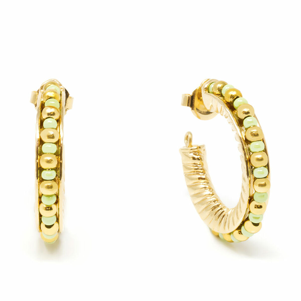 Ladies' Earrings Shabama Etiopia Brass gold-plated Green 3 cm -  Jewellery, Women -  Shabama.