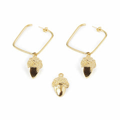 Ladies' Earrings Shabama   Brass Acorn Flash gold-plated 3 cm -  Jewellery, Women -  Shabama.