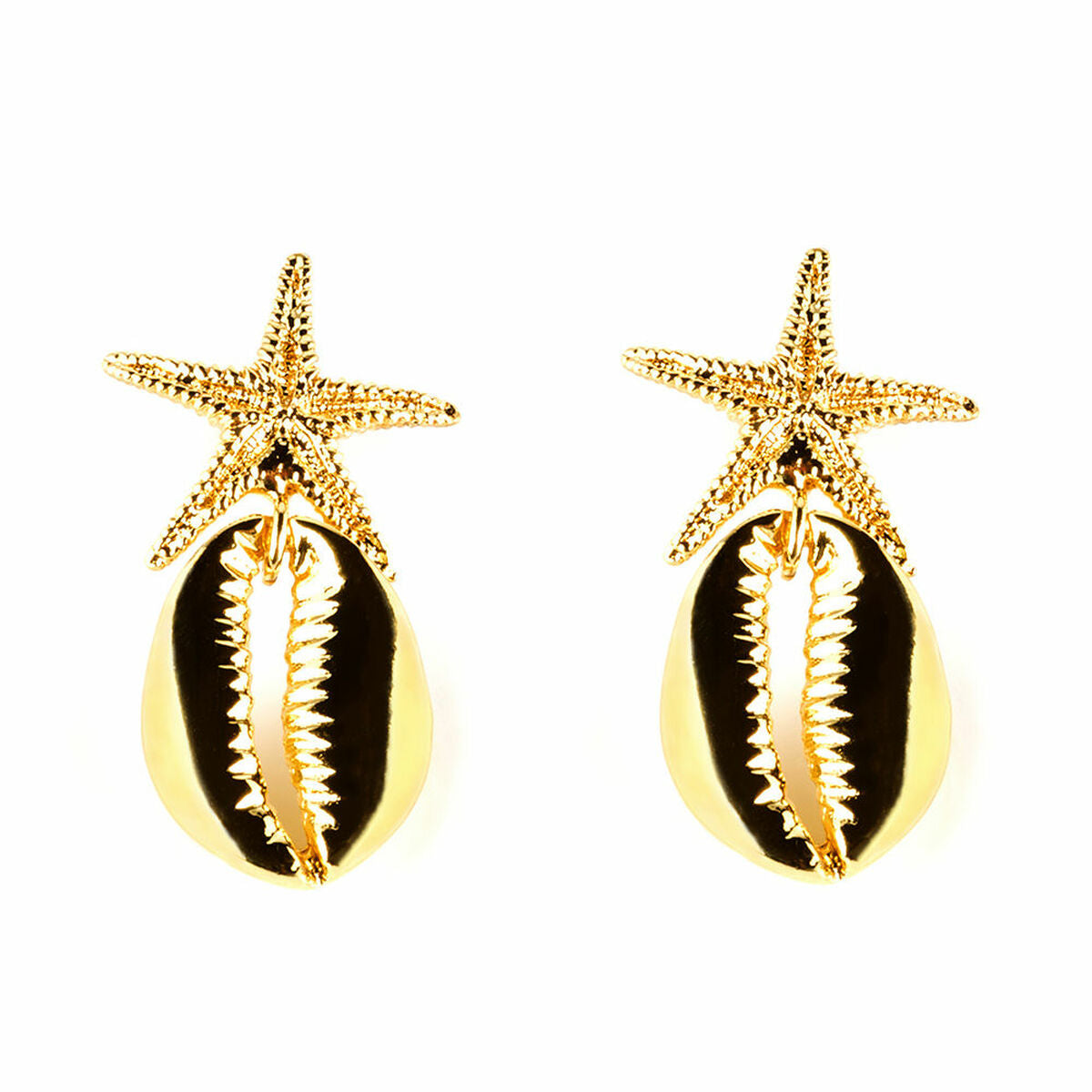 Ladies' Earrings Shabama Fornells Brass gold-plated 4 cm -  Jewellery, Women -  Shabama.