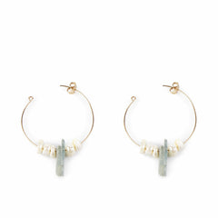 Ladies' Earrings Shabama Lao Brass gold-plated Beads 4 cm -  Jewellery, Women -  Shabama.
