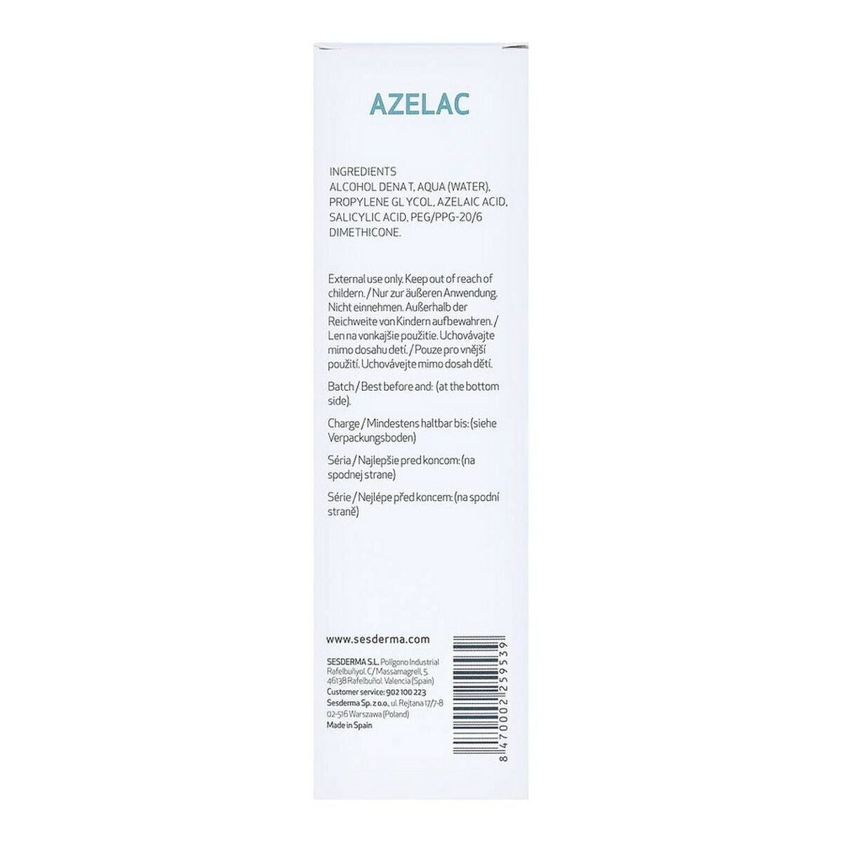 Acne Skin Treatment Sesderma Azelac Facial Lotion 100 ml -  Beauty, Skin care -  Sesderma.
