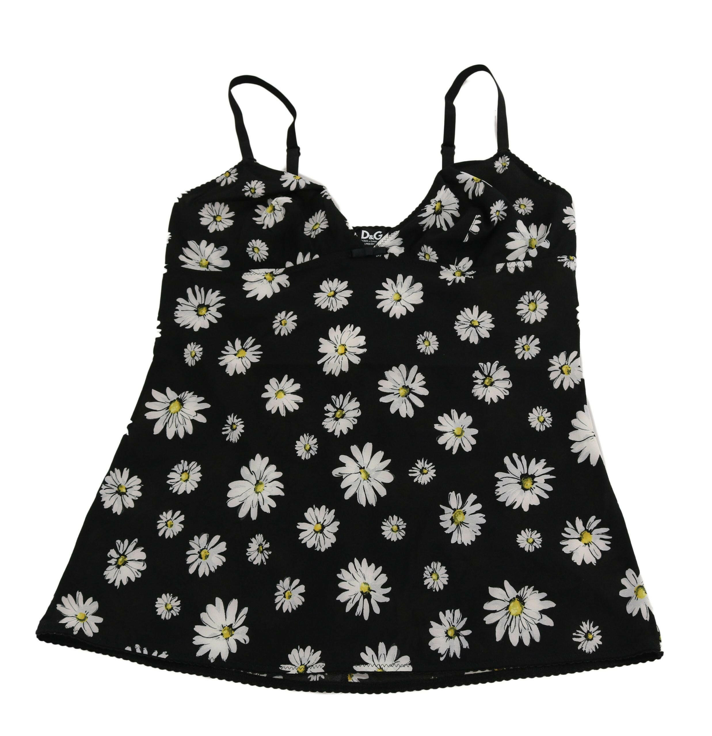 Dolce & Gabbana Black Daisy Print Dress Lingerie Chemisole -   -  Dolce & Gabbana.