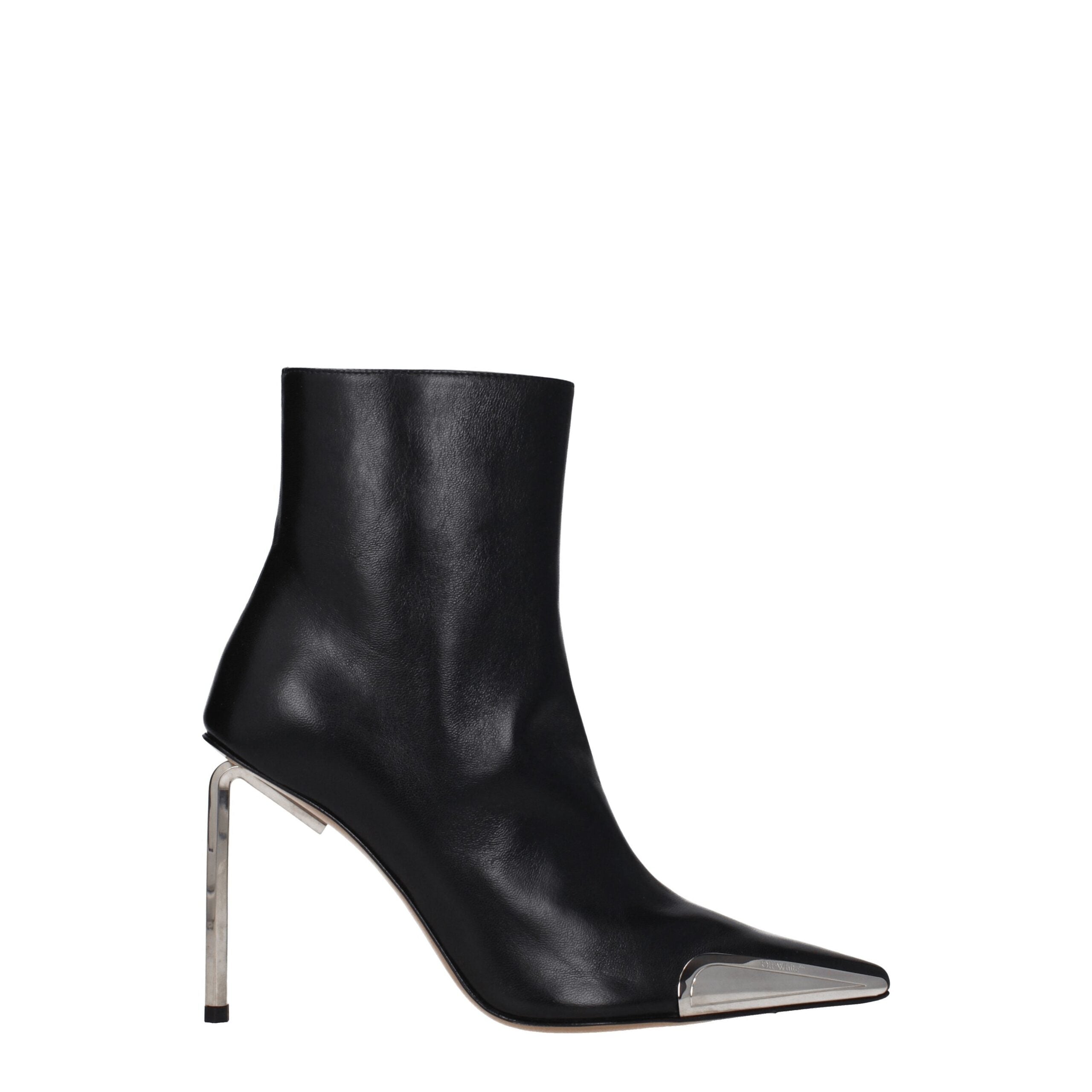Off-White Black Leather Ankle Boots -   -  Off-White.