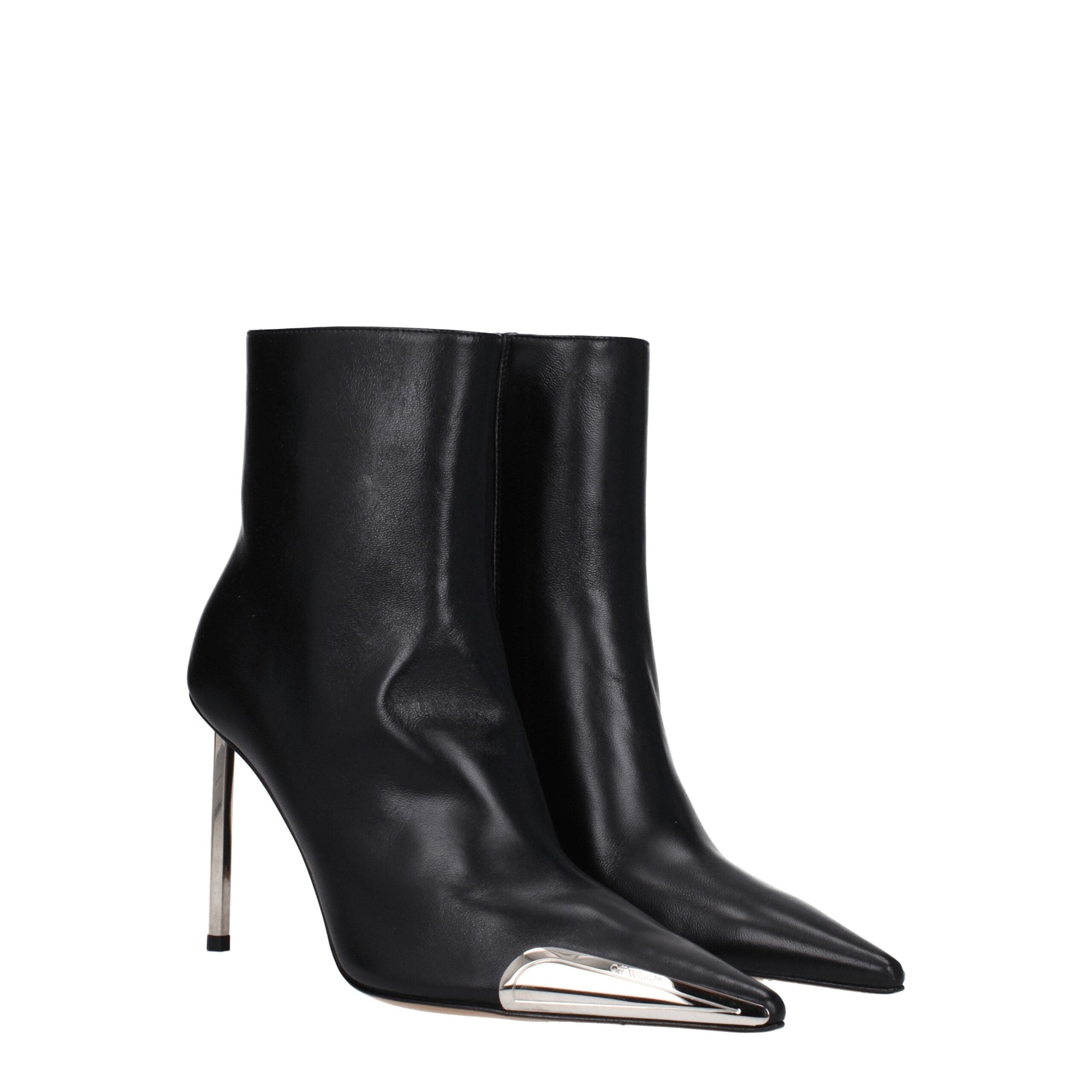 Off-White Black Leather Ankle Boots -   -  Off-White.