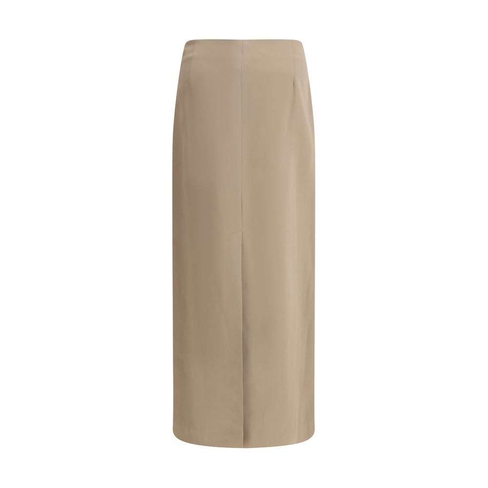 Brunello Cucinelli Satin midi Skirt -   -  Brunello Cucinelli.