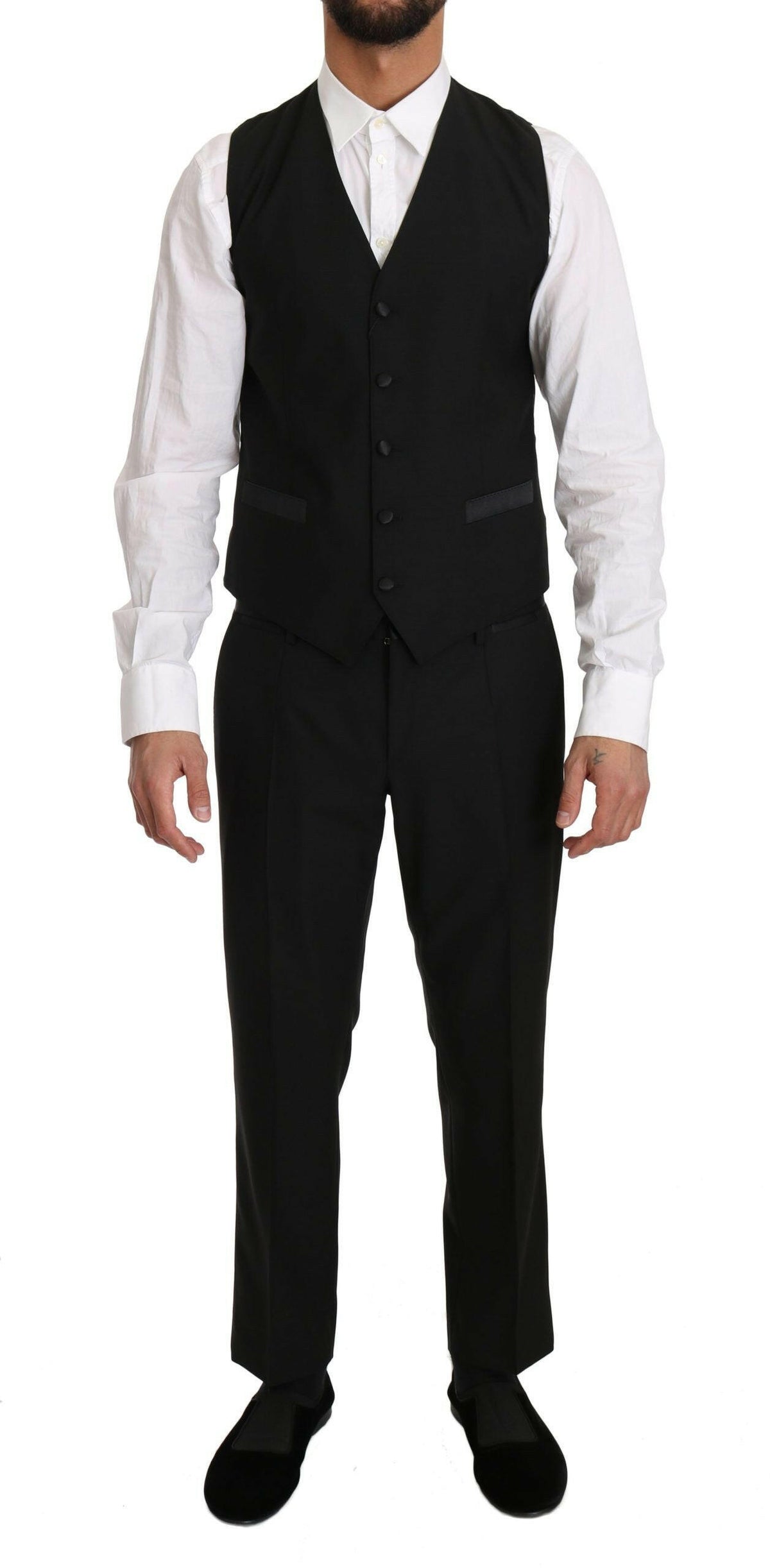 Dolce & Gabbana Black Wool Dress Waistcoat Gillet Vest -  Vests for Men Suits -  Dolce & Gabbana.