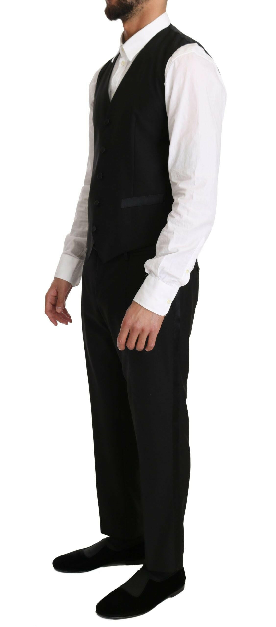 Dolce & Gabbana Black Wool Dress Waistcoat Gillet Vest -  Vests for Men Suits -  Dolce & Gabbana.