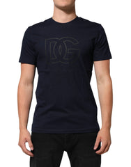 Dolce & Gabbana Dark Blue Cotton DG Logo Print Men’s Top T-shirt -   -  Dolce & Gabbana.