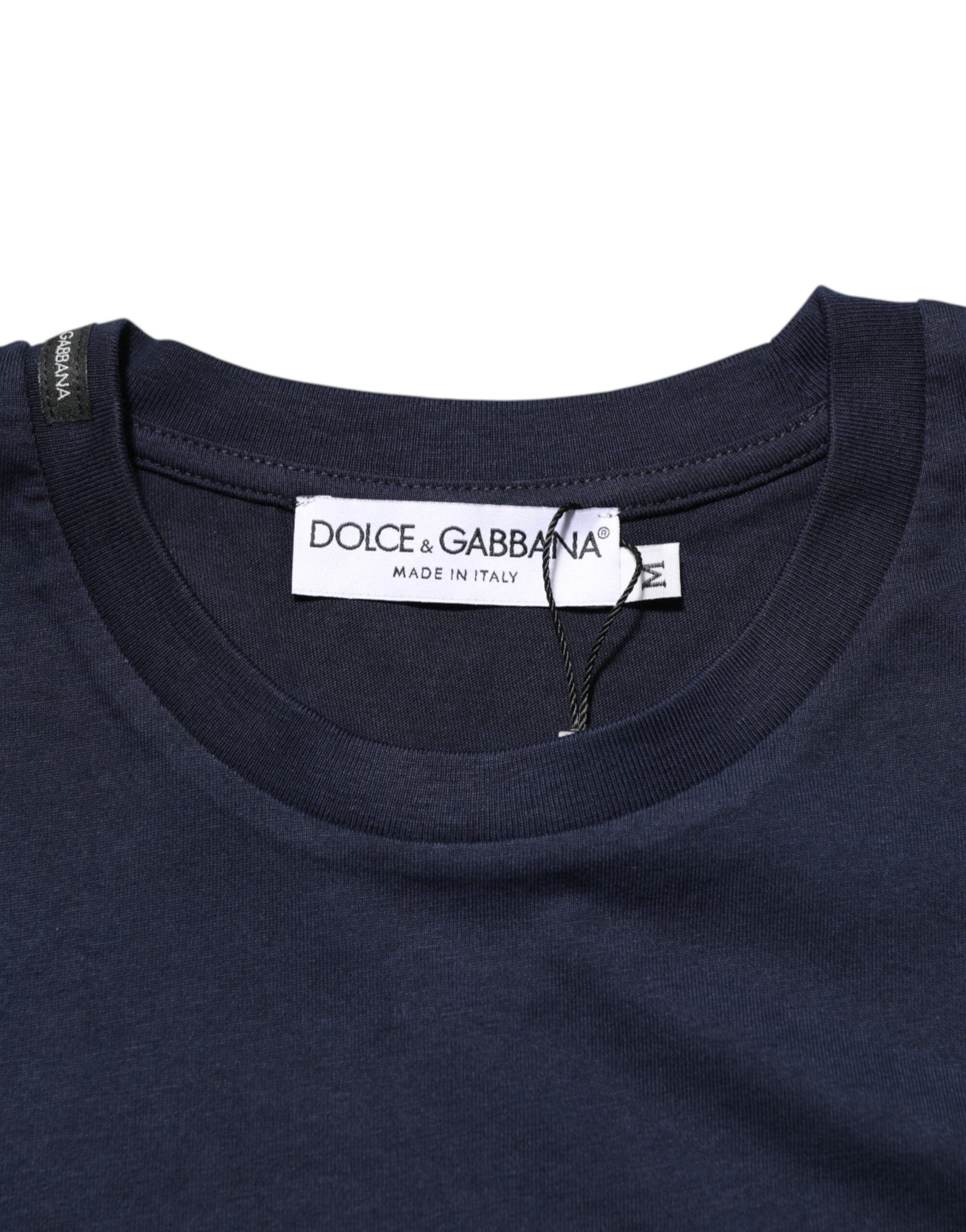 Dolce & Gabbana Dark Blue Cotton DG Logo Print Men’s Top T-shirt -   -  Dolce & Gabbana.