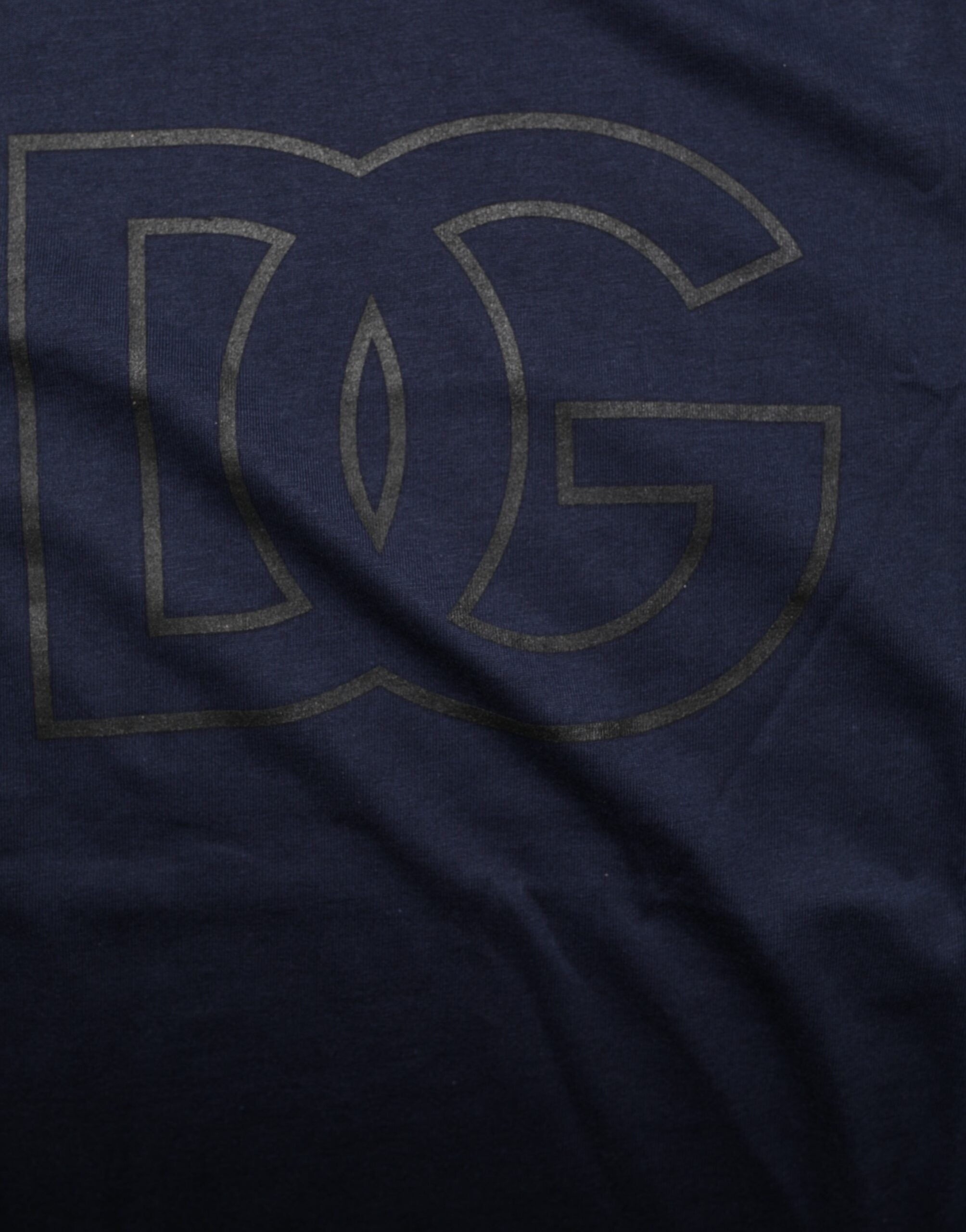 Dolce & Gabbana Dark Blue Cotton DG Logo Print Men’s Top T-shirt -   -  Dolce & Gabbana.