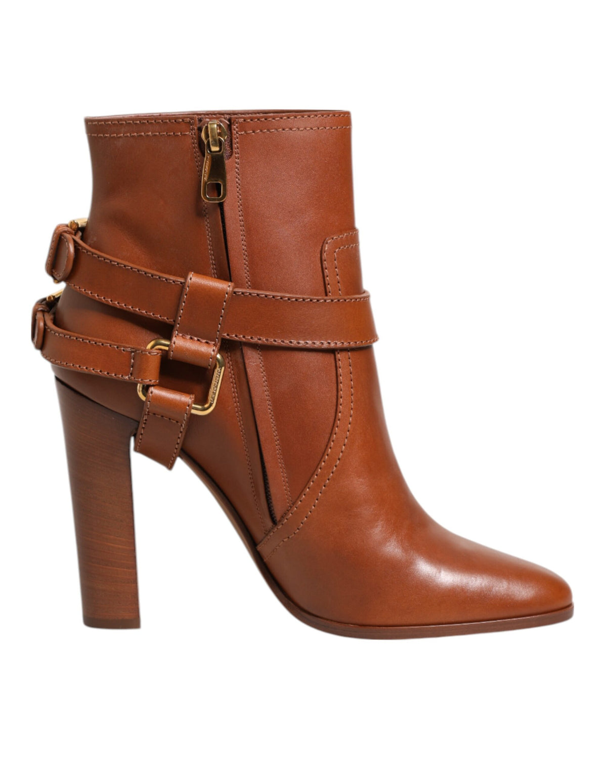 Dolce & Gabbana Brown Leather DG Logo Buckle Ankle Boots Shoes -   -  Dolce & Gabbana.