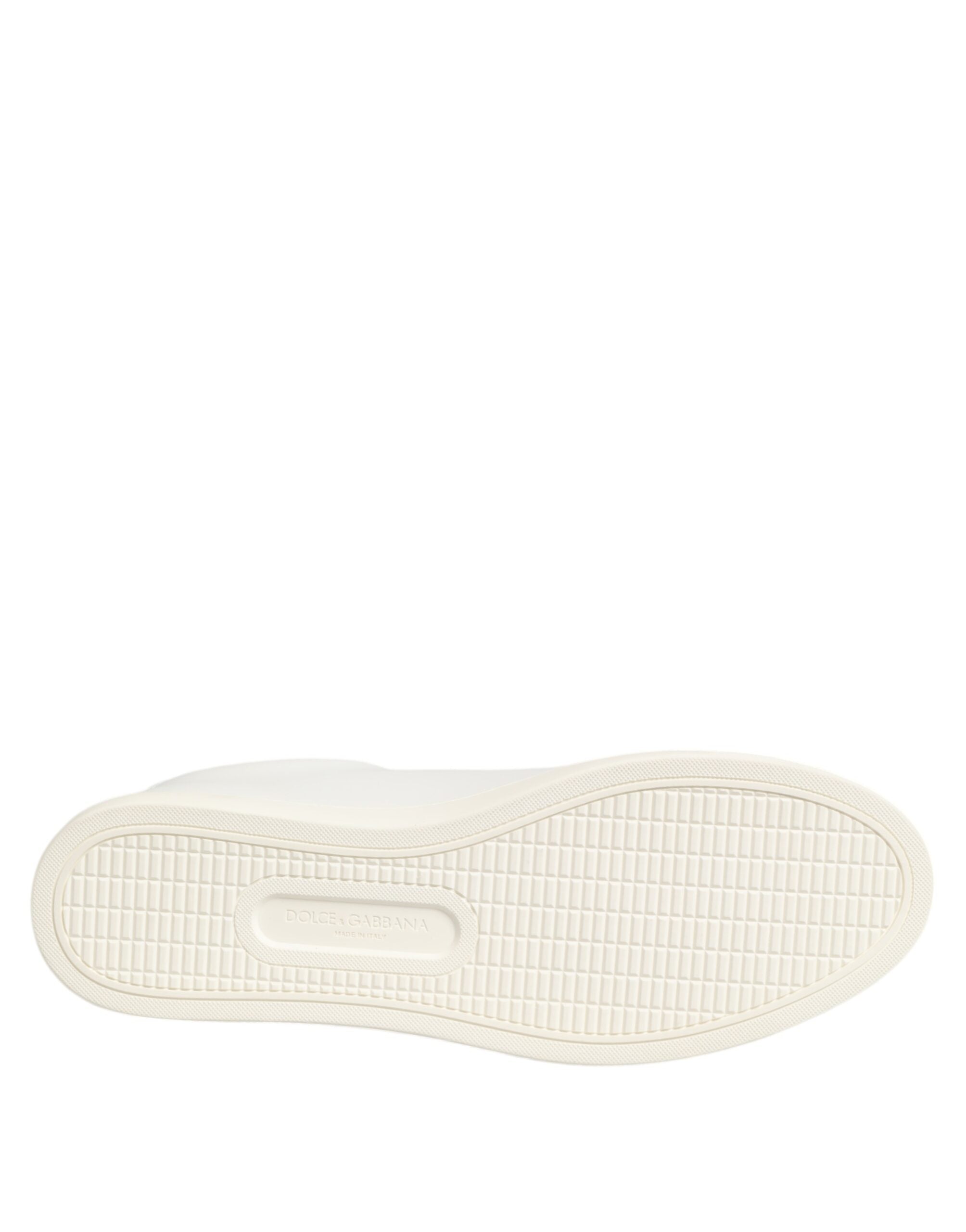 Dolce & Gabbana White Leather Rose Embroidery Low-Top  Shoes -   -  Dolce & Gabbana.