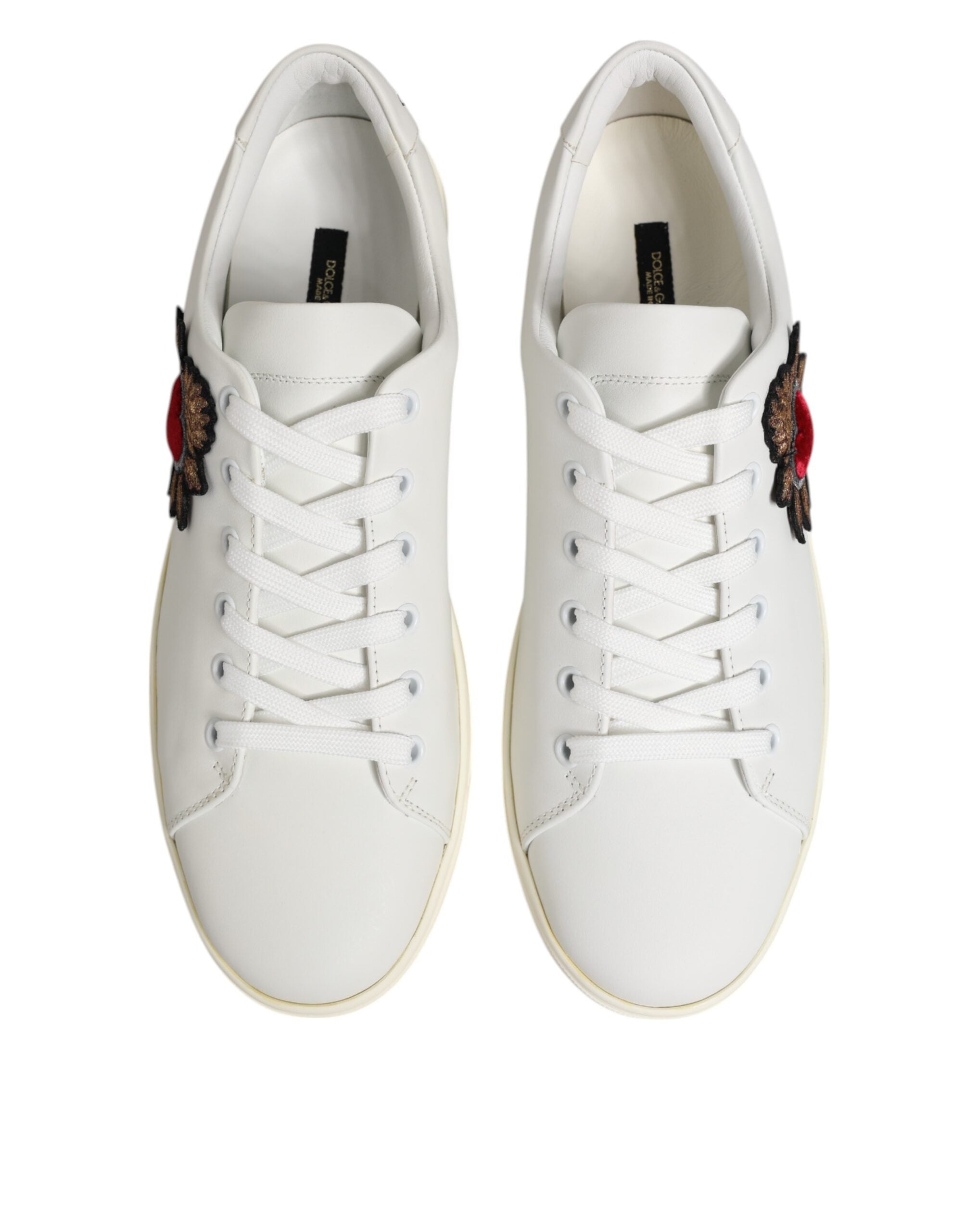 Dolce & Gabbana White Leather Sacre Heart Patch Sneakers  Shoes -   -  Dolce & Gabbana.