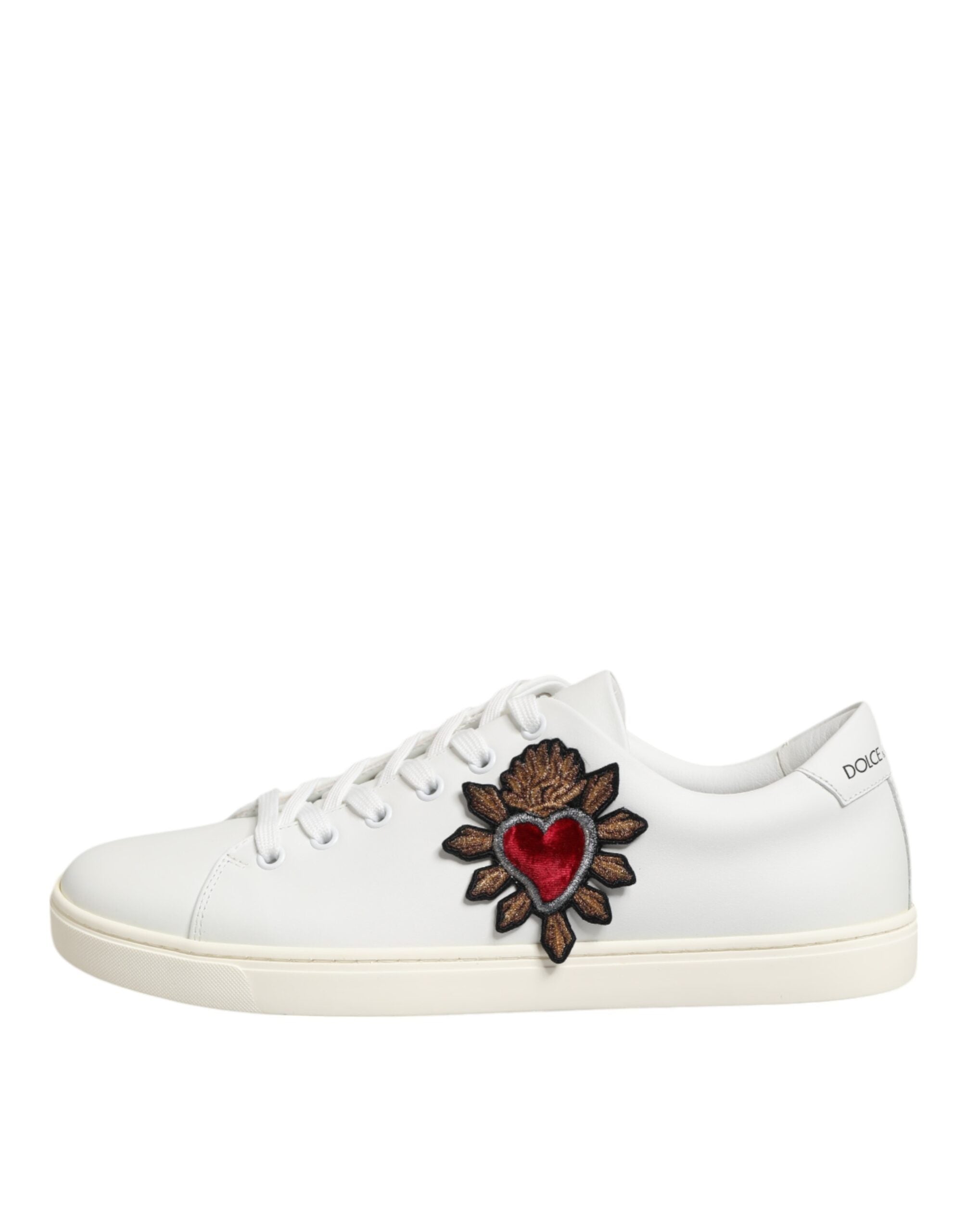 Dolce & Gabbana White Leather Sacre Heart Patch Sneakers  Shoes -   -  Dolce & Gabbana.