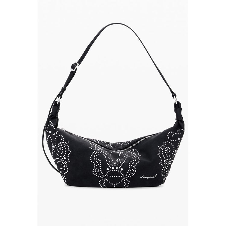Desigual - Edgy Studded Graphic Print Shoulder Bag - Black Desigual