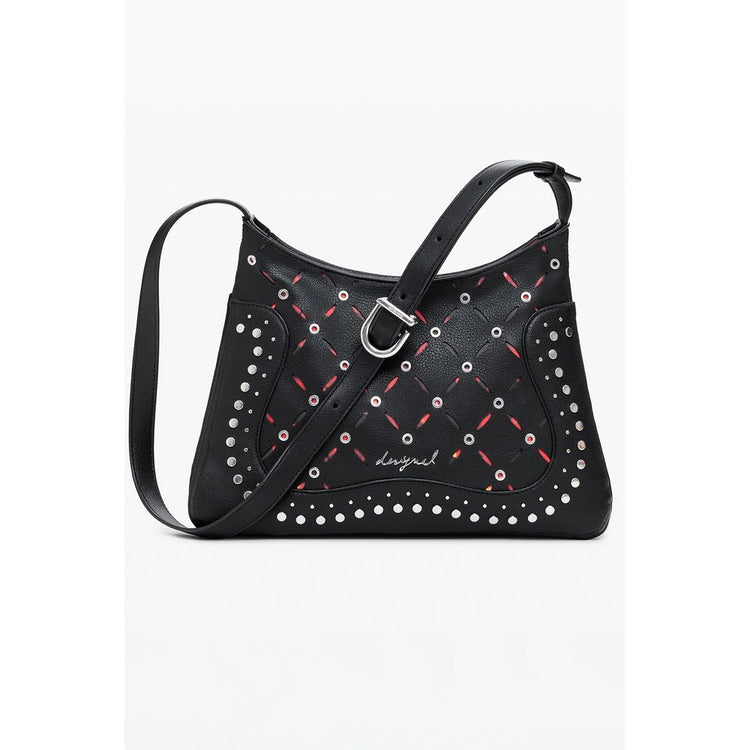 Desigual - Edgy Studded Polyethylene Shoulder Bag - Black Desigual