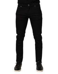 Dolce & Gabbana Black Cotton Blend Skinny Men Trouser Pants -   -  Dolce & Gabbana.