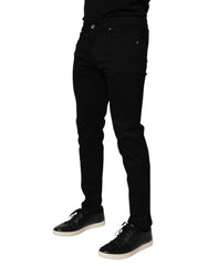 Dolce & Gabbana Black Cotton Blend Skinny Men Trouser Pants -   -  Dolce & Gabbana.