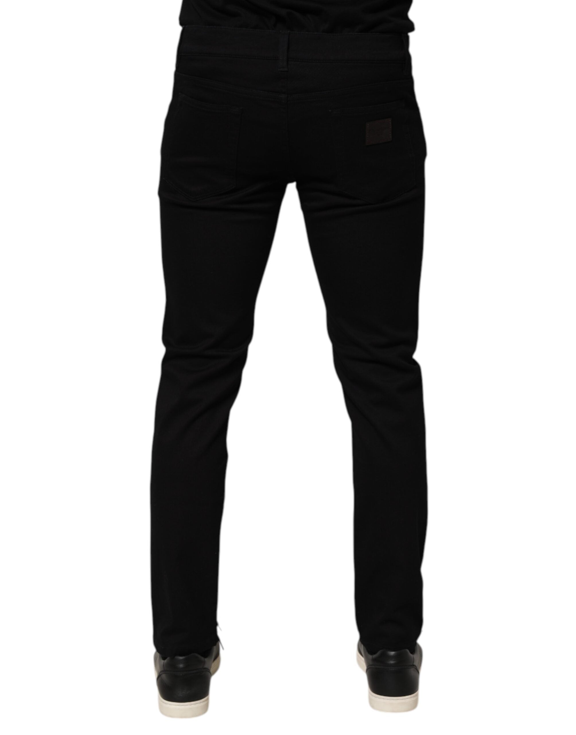 Dolce & Gabbana Black Cotton Blend Skinny Men Trouser Pants -   -  Dolce & Gabbana.
