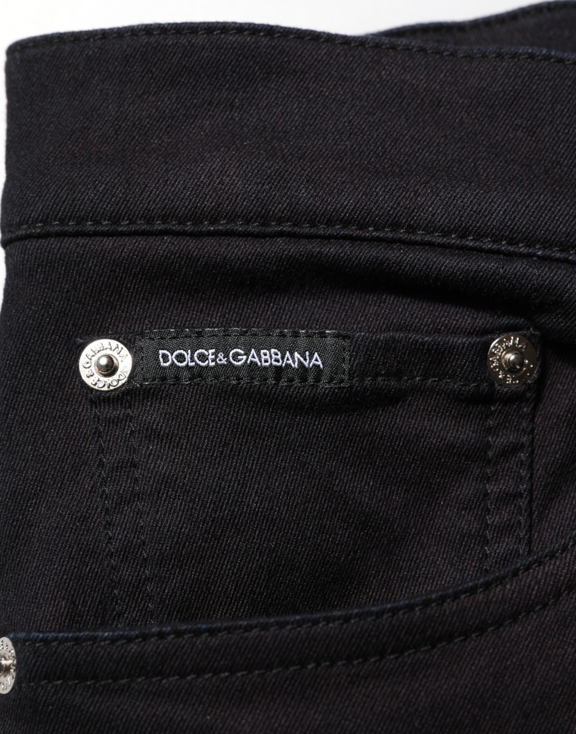 Dolce & Gabbana Black Cotton Blend Skinny Men Trouser Pants -   -  Dolce & Gabbana.