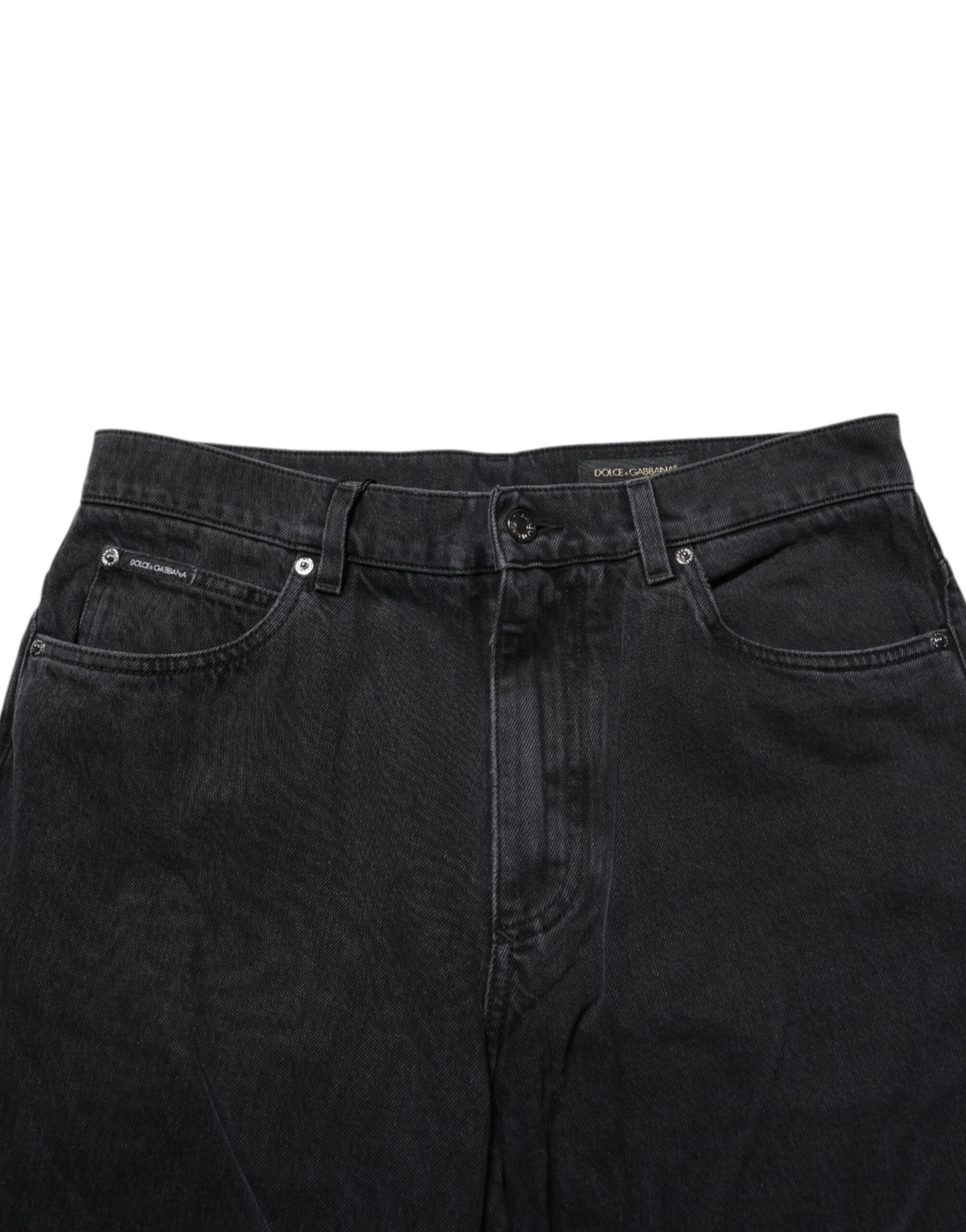 Dolce & Gabbana Black Cotton Logo Men Mid Waist Denim Jeans -   -  Dolce & Gabbana.