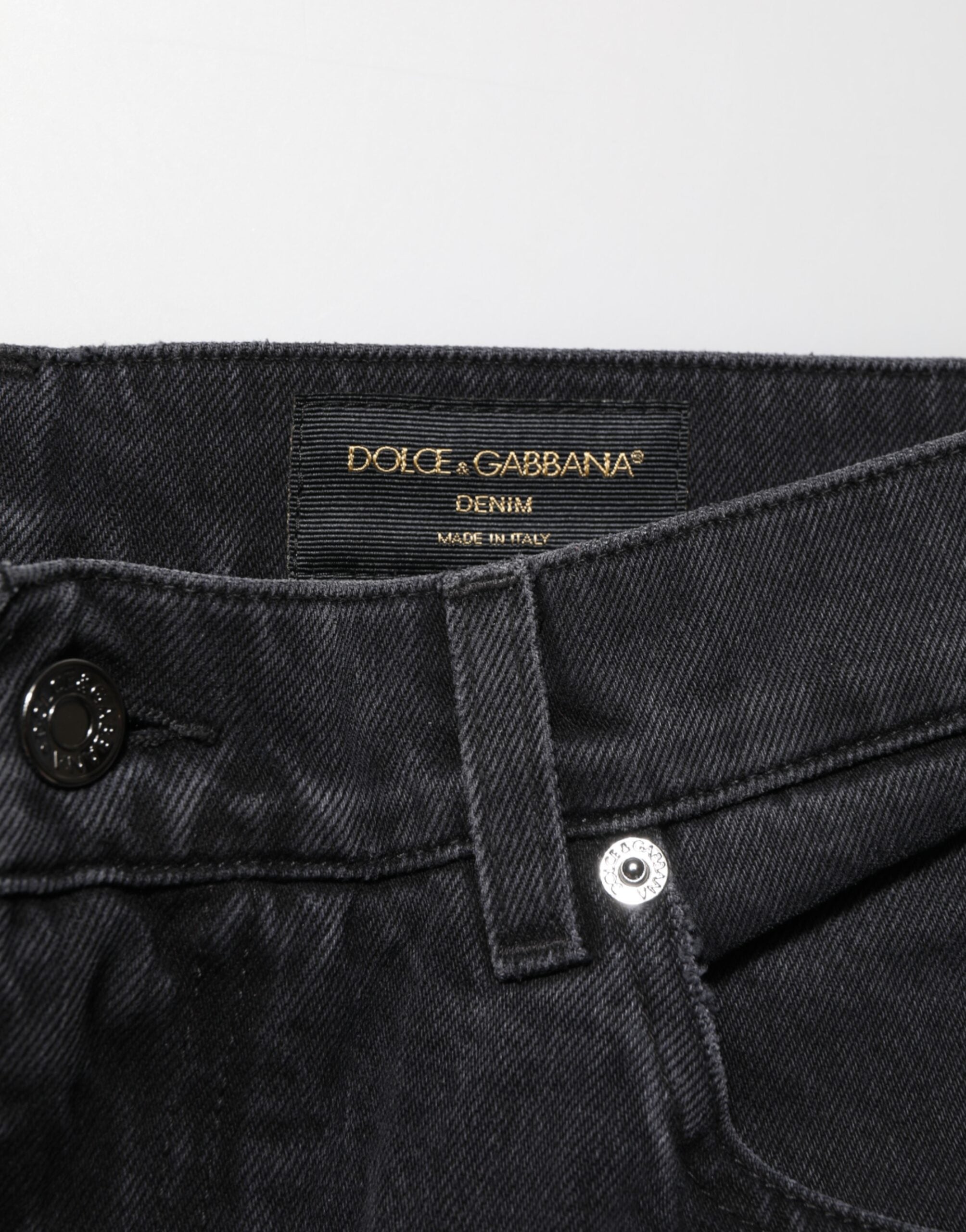 Dolce & Gabbana Black Cotton Logo Men Mid Waist Denim Jeans -   -  Dolce & Gabbana.