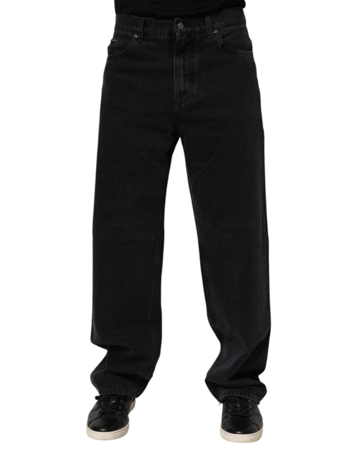Dolce & Gabbana Black Cotton Logo Men Mid Waist Denim Jeans -   -  Dolce & Gabbana.