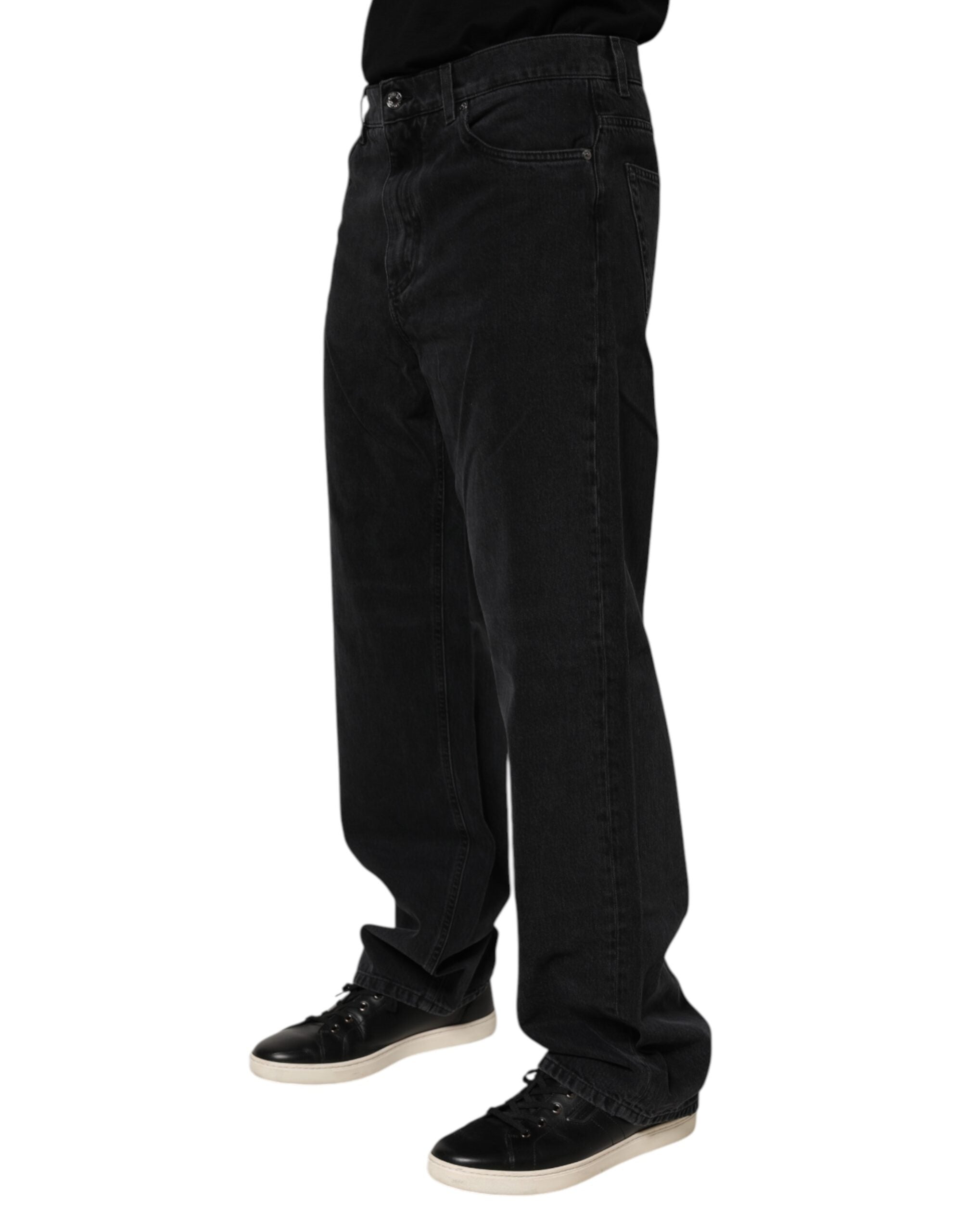 Dolce & Gabbana Black Cotton Logo Men Mid Waist Denim Jeans -   -  Dolce & Gabbana.