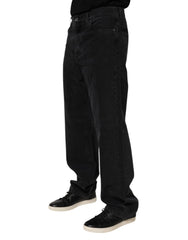 Dolce & Gabbana Black Cotton Logo Men Mid Waist Denim Jeans -   -  Dolce & Gabbana.