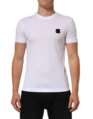 Dolce & Gabbana White Cotton Logo Patch Crew Neck  T-shirt -   -  Dolce & Gabbana.