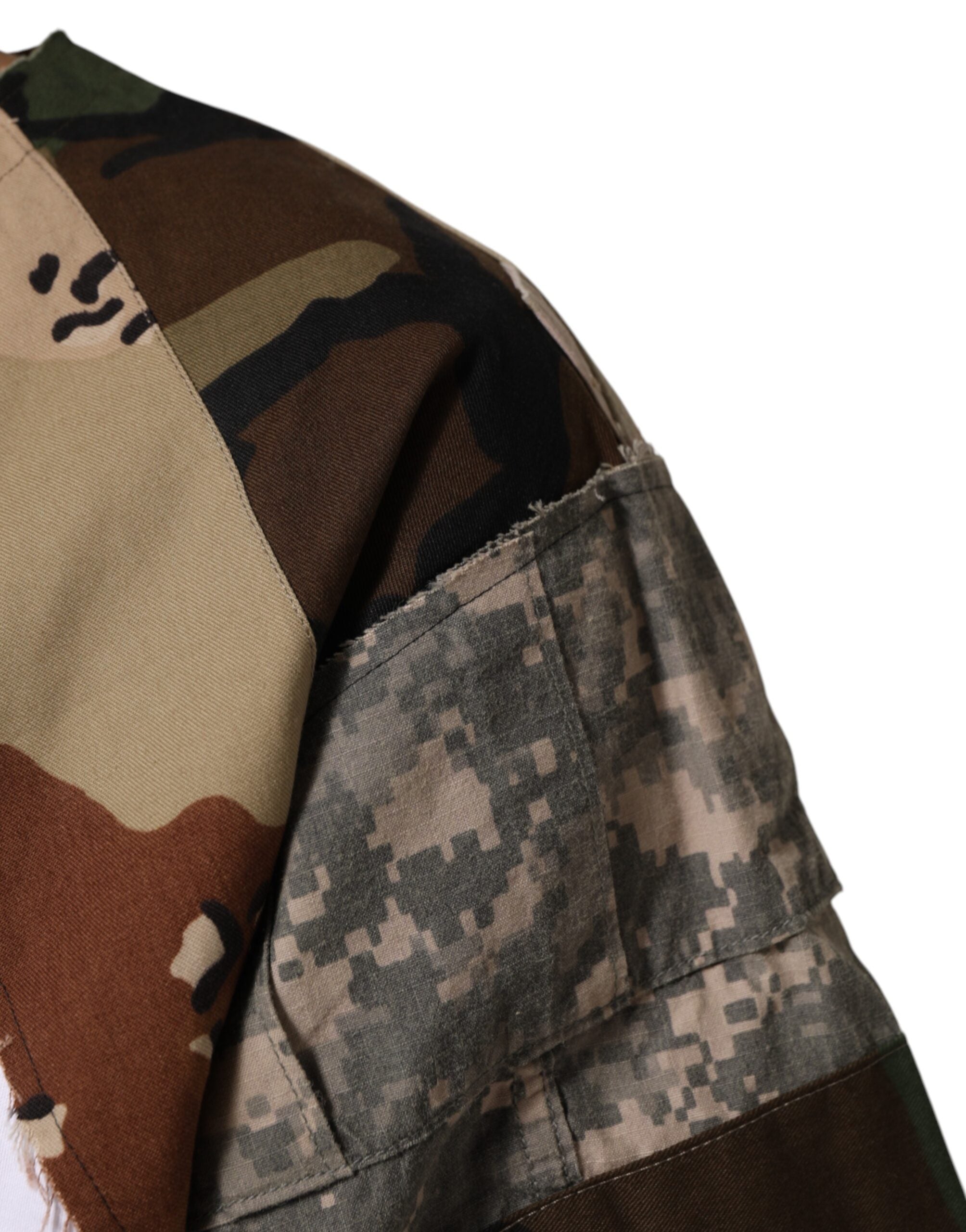 Dolce & Gabbana White Camouflage Patckwork Men Cotton T-shirt -   -  Dolce & Gabbana.