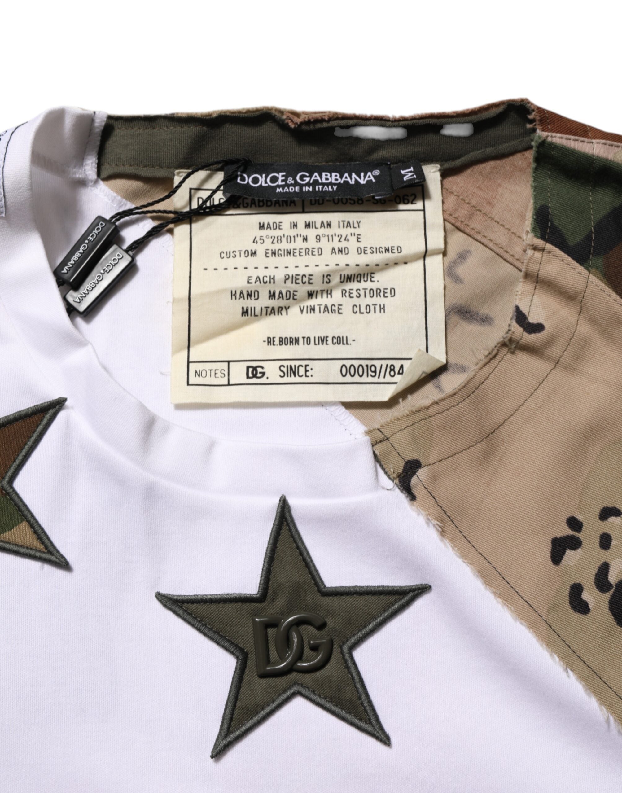 Dolce & Gabbana White Camouflage Patckwork Men Cotton T-shirt -   -  Dolce & Gabbana.