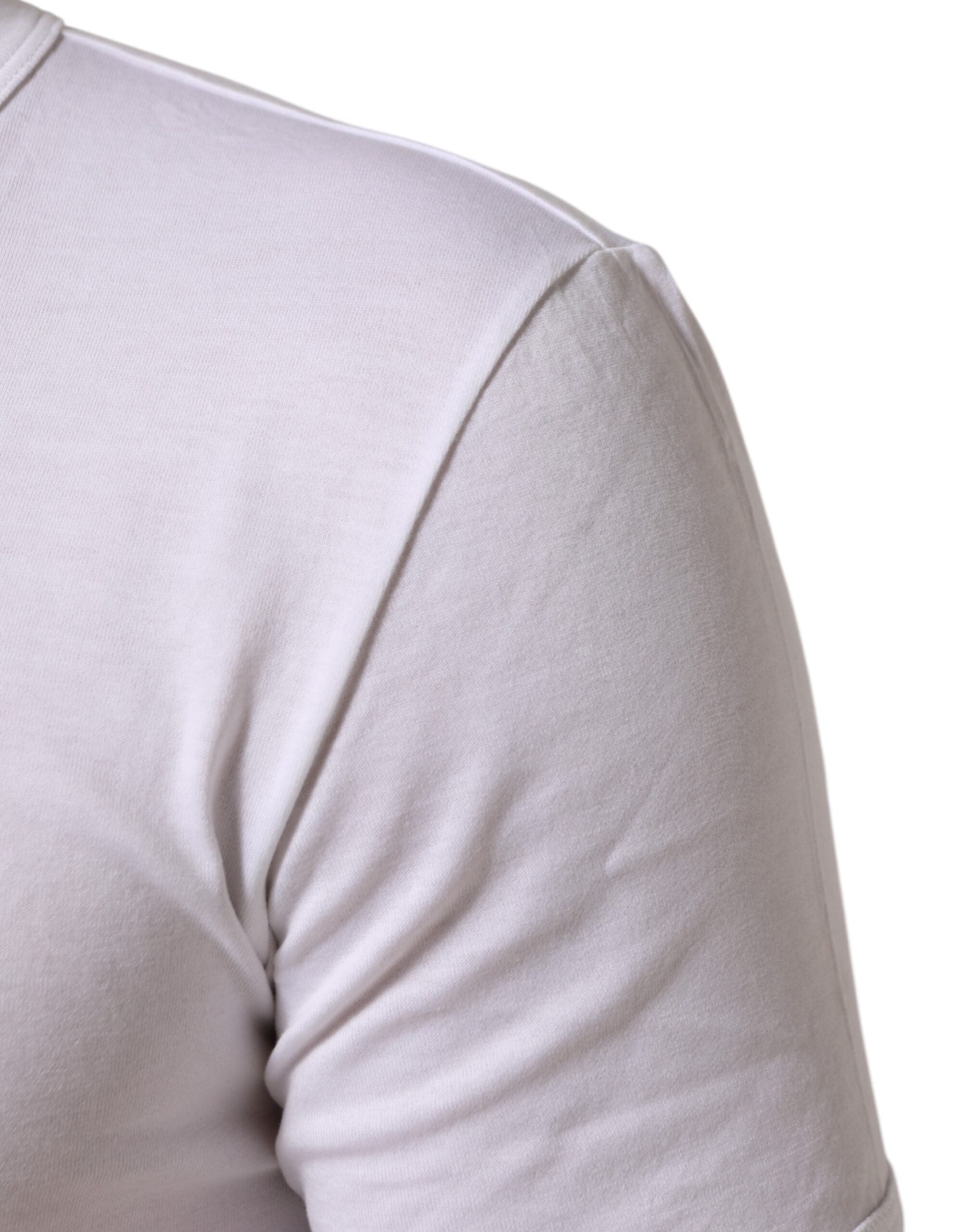 Dolce & Gabbana White Cotton V-Neck Short Sleeves T-shirt -   -  Dolce & Gabbana.