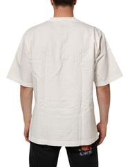 Dolce & Gabbana White Logo Print Cotton Crew Neck Men T-shirt -   -  Dolce & Gabbana.